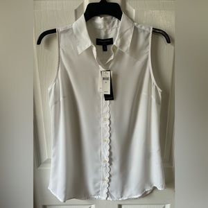 Banana Republic White Collared Button Down Sleeveless Blouse, Size XS, NWT